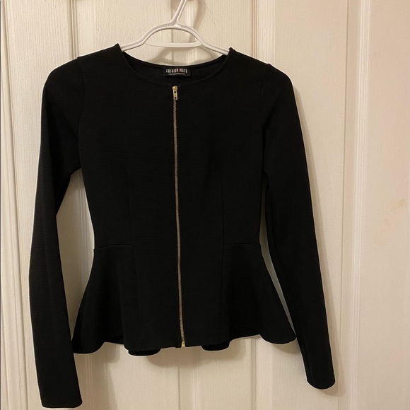 Black peplum fashion nova shirt/jacket size small - Picture 1 of 3